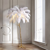 Lampadaire en plume d'autruche