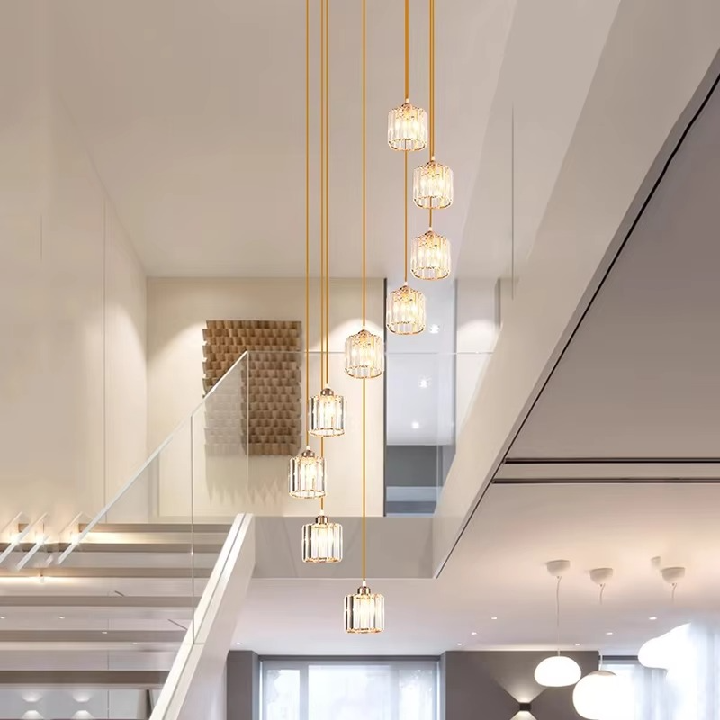 Lustre d'escalier vintage en cristal