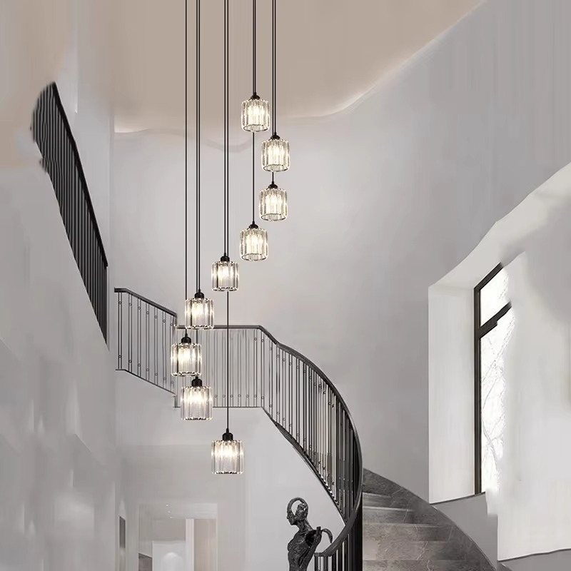 Lustre d'escalier vintage en cristal