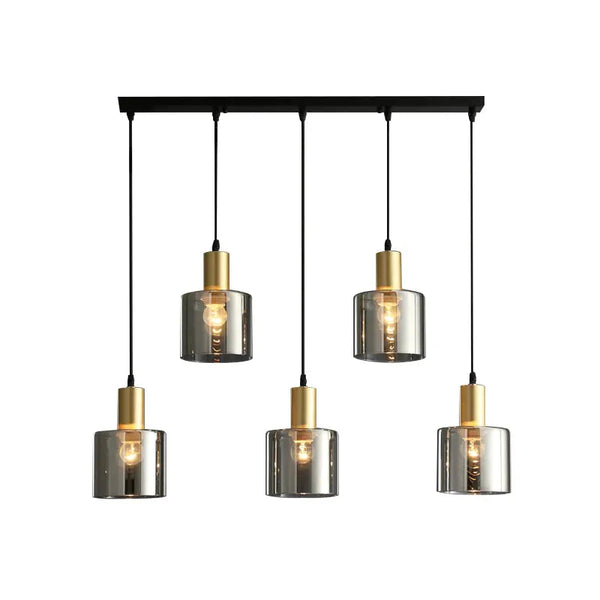 Suspension Design En Noir Avec Or Et Verre Fumé