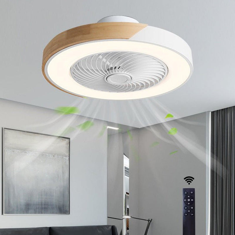 Ventilateur de plafond rond carré à LED intégré sans pales avec télécommande