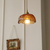 Lampe pendante vintage en verre brun