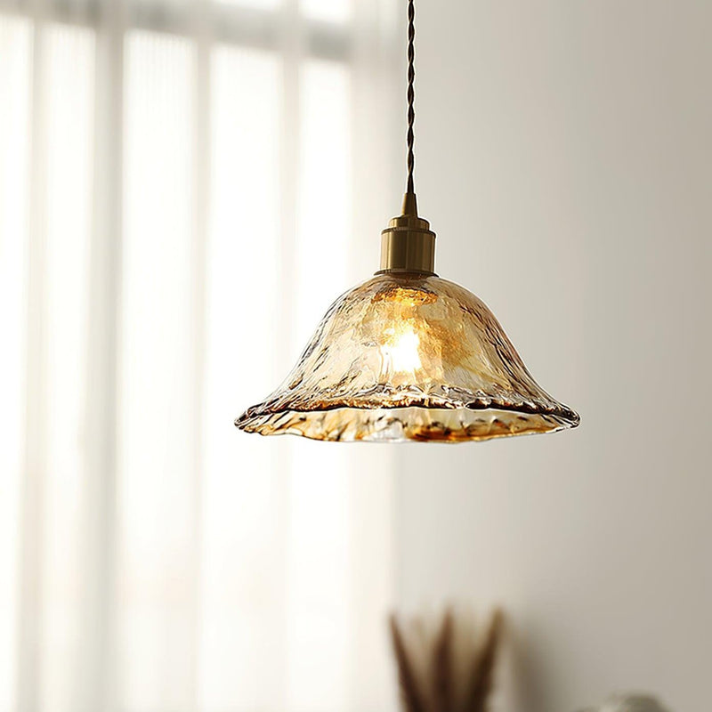 Lampe pendante vintage en verre brun