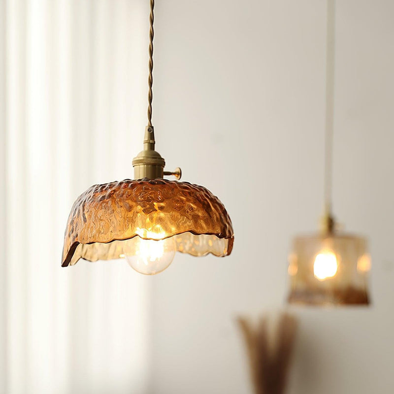 Lampe pendante vintage en verre brun