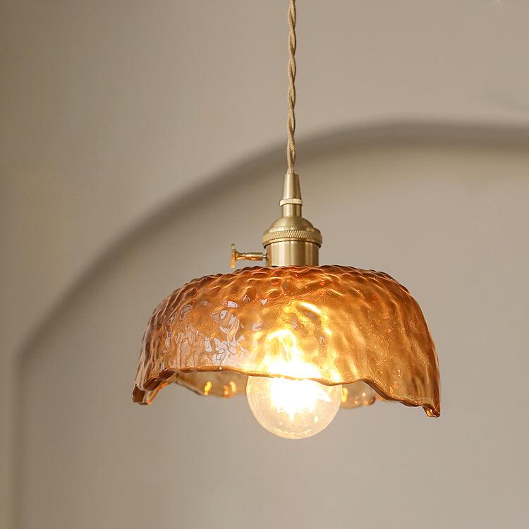 Lampe pendante vintage en verre brun