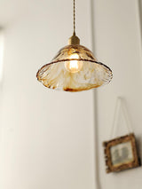 Lampe pendante vintage en verre brun