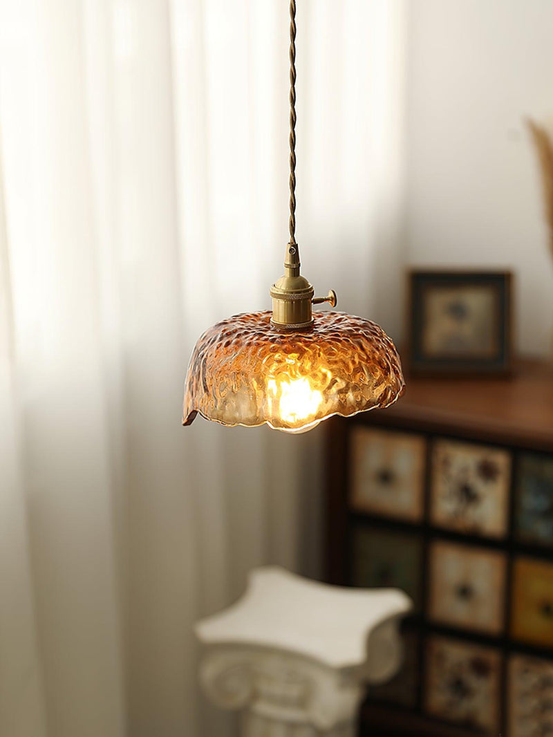 Lampe pendante vintage en verre brun