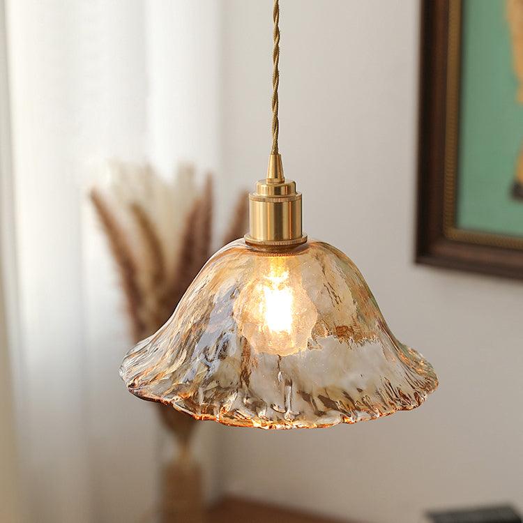 Lampe pendante vintage en verre brun