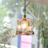 Lampe pendante vintage en verre brun