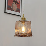 Lampe pendante vintage en verre brun