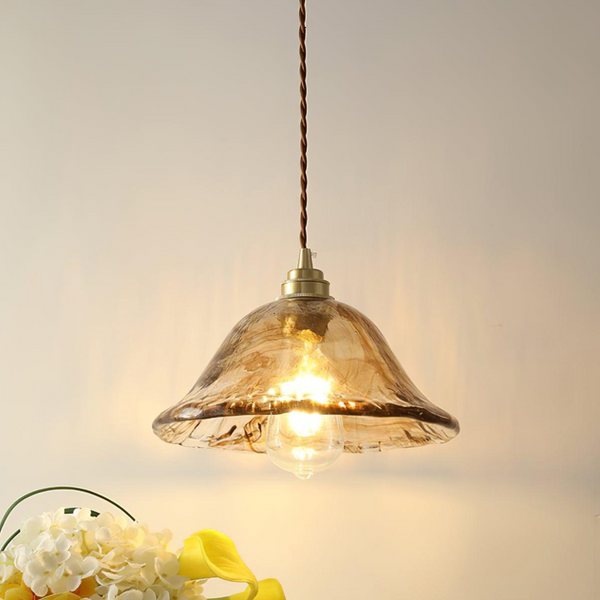 Lampe pendante vintage en verre brun