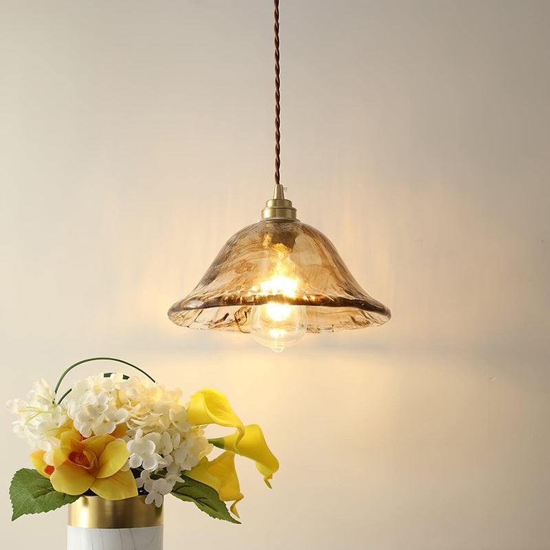 Lampe pendante vintage en verre brun