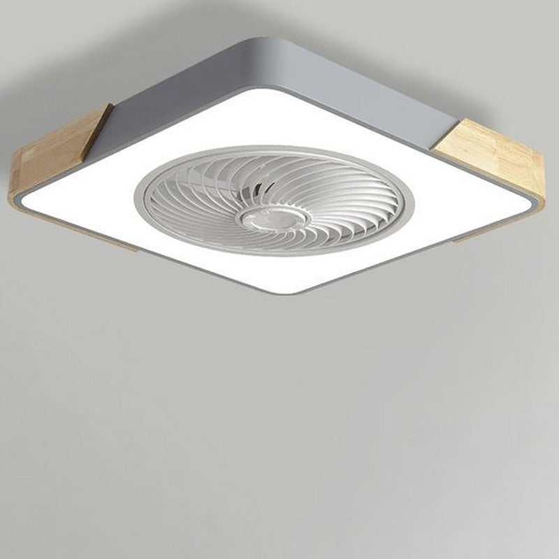 Ventilateur de plafond rond carré à LED intégré sans pales avec télécommande