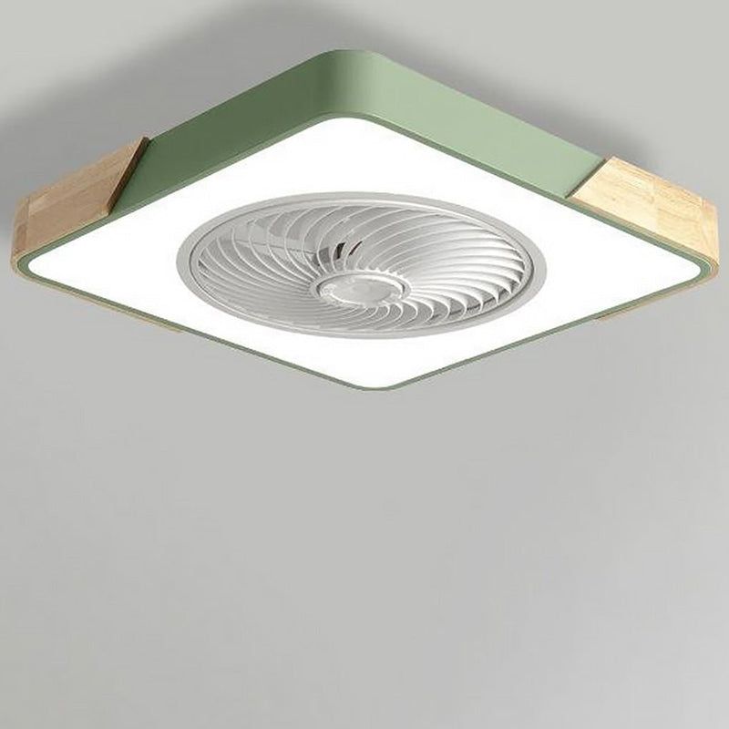 Ventilateur de plafond rond carré à LED intégré sans pales avec télécommande