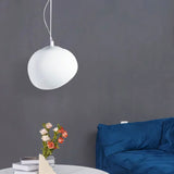 Lampe Pendante En Forme De Galet Blanc