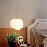 Lampe Pendante En Forme De Galet Blanc