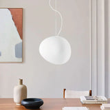 Lampe Pendante En Forme De Galet Blanc