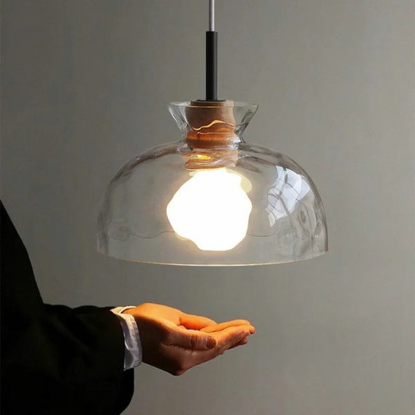 Art Ripple Verre Lampe À Suspendre En Bois