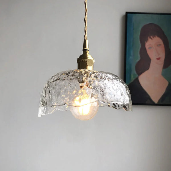 Lampe À Suspension Irrégulière En Verre De Laiton