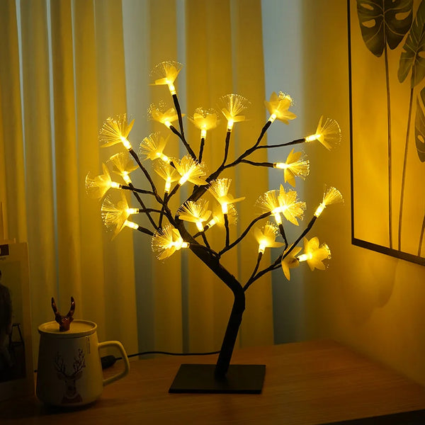 Lumière Pour Arbre À Fleurs En Fibre Optique En Bouleau Blanc