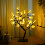 Lumière pour arbre à fleurs en fibre optique en bouleau blanc