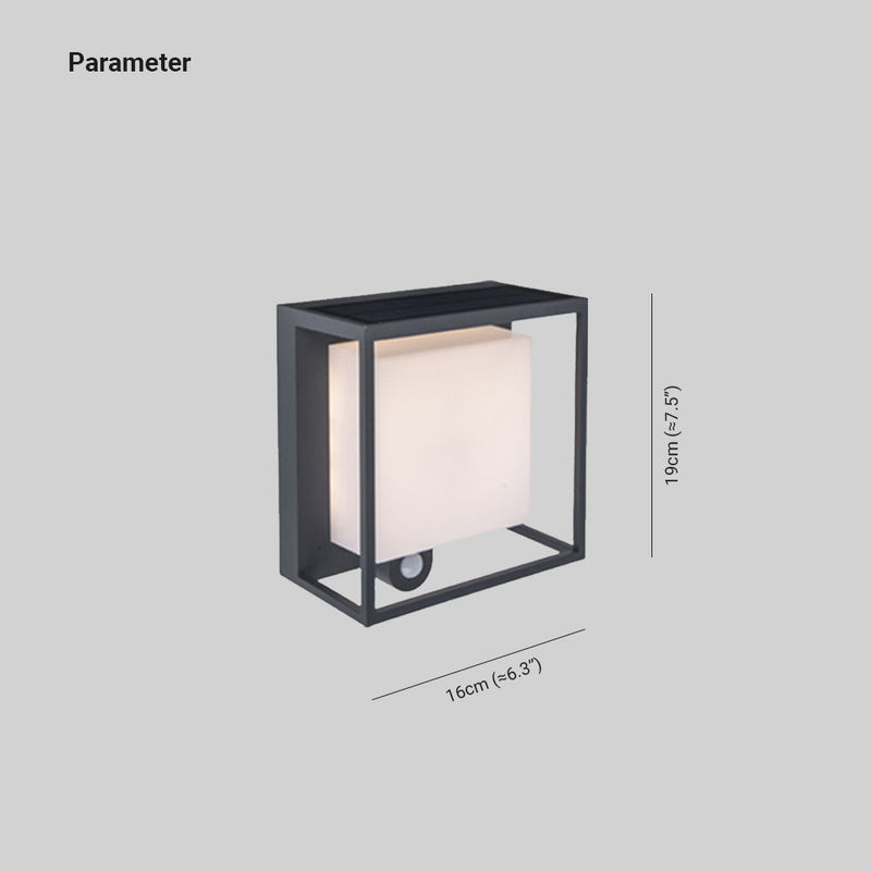 Lampe murale d'extérieur moderne, rectangulaire, en acrylique, à capteur, alimentée par l'énergie solaire et étanche IP65