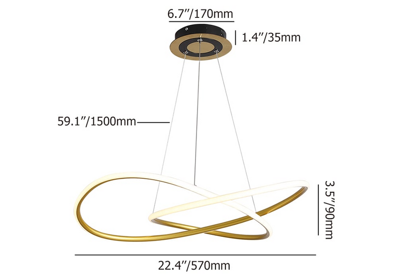 Suspension Minimaliste Cercle Doré LED Plafonnier