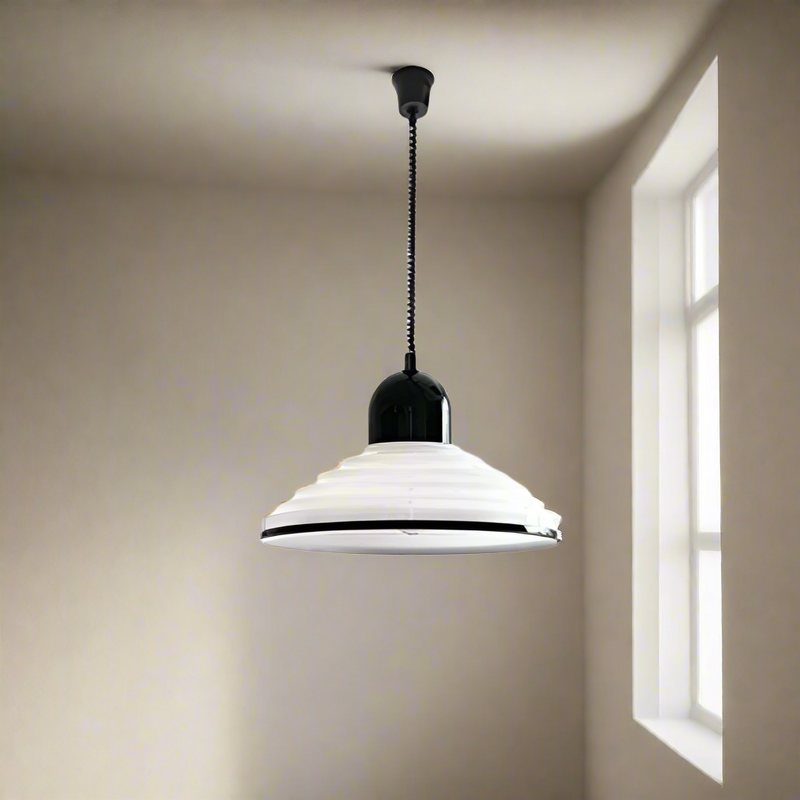 Lampe pendante à vent en verre crème français