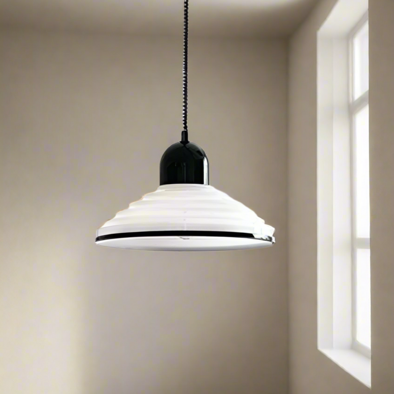 Lampe pendante à vent en verre crème français