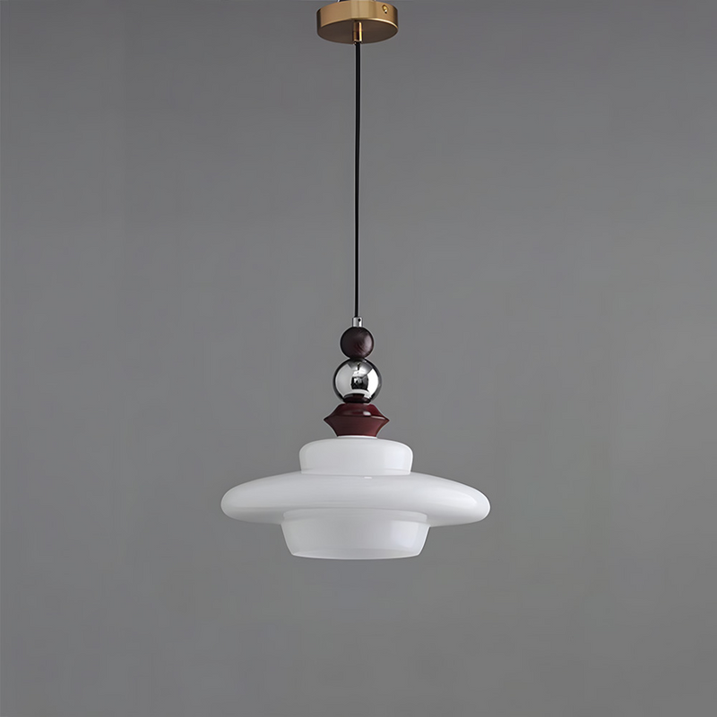 Lampe pendante de salle à manger en verre beige de style médiéval