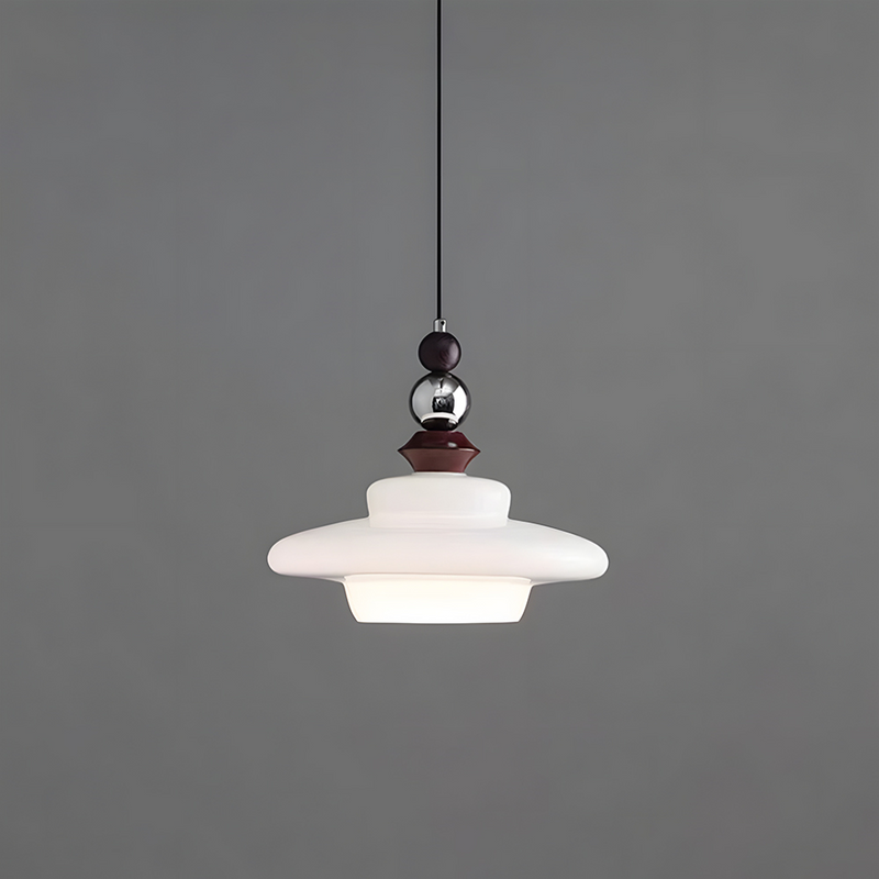 Lampe pendante de salle à manger en verre beige de style médiéval