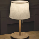 Gentle Glow - Lampe En Noyer Nordique Avec Accents En Tissu De Luxe