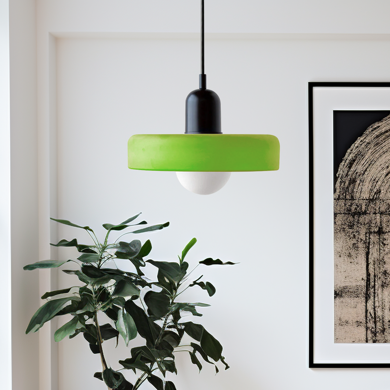 Lampe suspendue Bauhaus en verre coloré