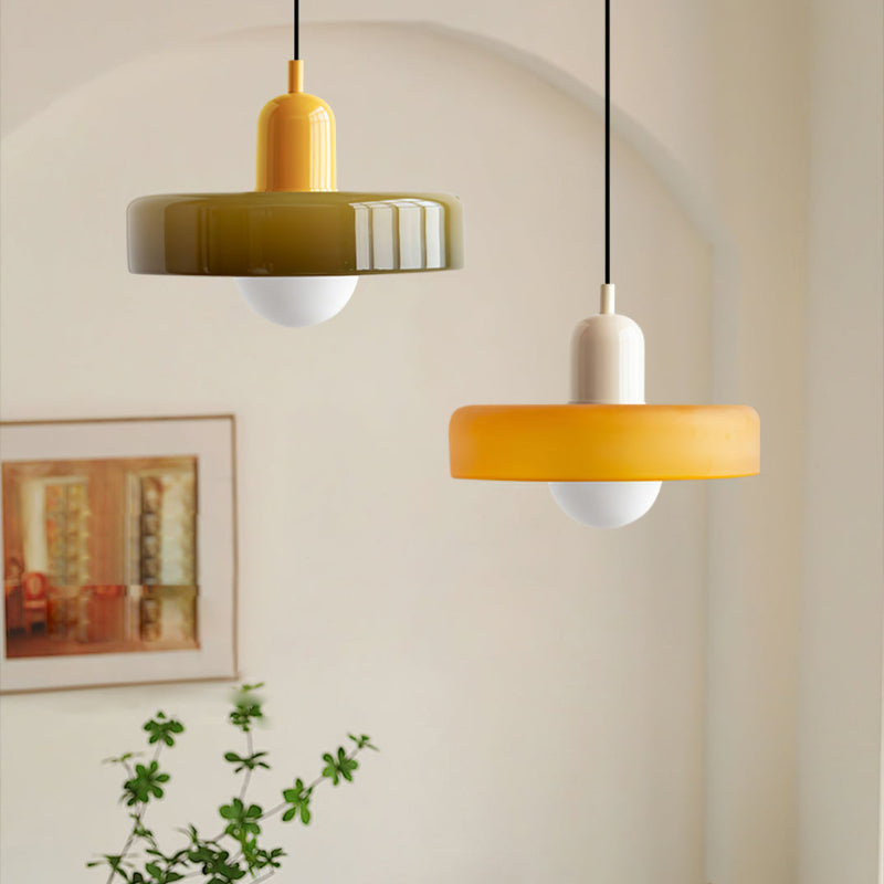 Lampe suspendue Bauhaus en verre coloré