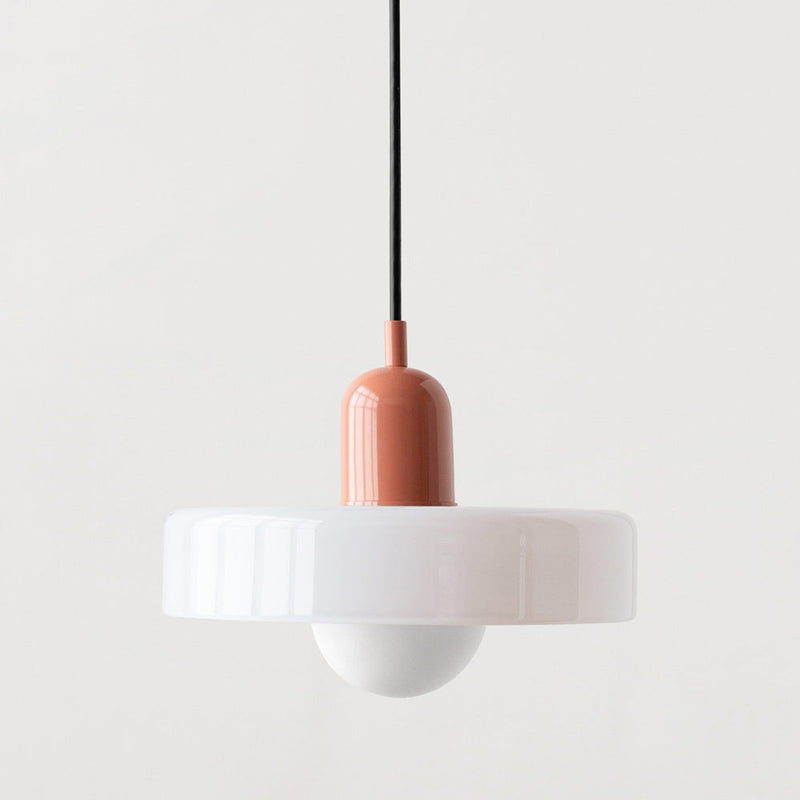 Lampe suspendue Bauhaus en verre coloré