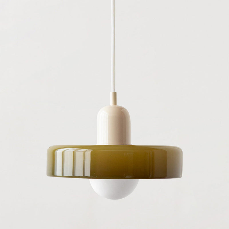 Lampe suspendue Bauhaus en verre coloré